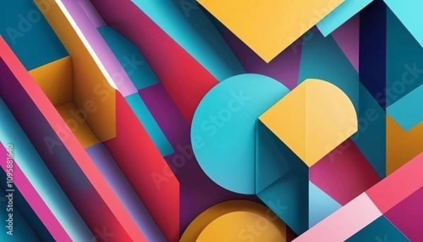 Obraz Abstract shapes and vibrant colors, minimalistic design, geometric patterns, modern digital art