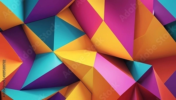 Obraz Abstract shapes and vibrant colors, minimalistic design, geometric patterns, modern digital art