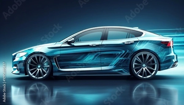 Fototapeta Abstract Car Design Illustration. Created with generative AI technology