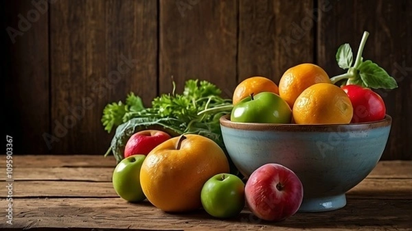 Obraz a bowl of fresh fruits and vegetables