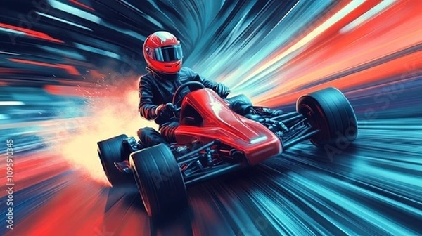 Fototapeta Race Car Driver Speeding Through Track