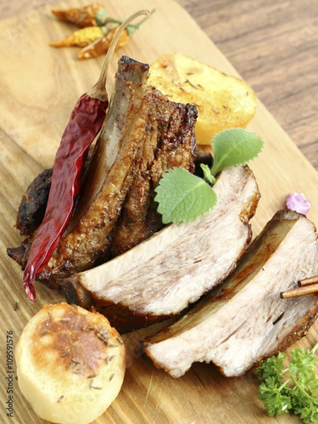 Obraz Pork ribs  with vegetables
