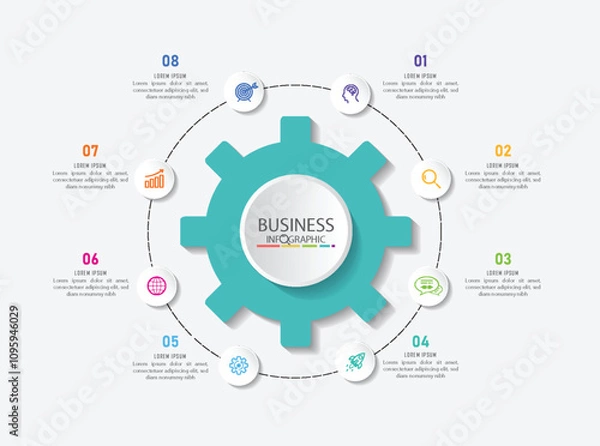 Fototapeta Infographic template with label and icons. Business concept with options. For content, diagram, presentation, website