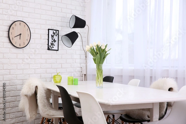 Fototapeta Beautiful interior with table and chairs