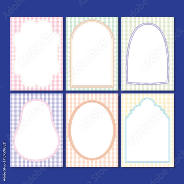 Fototapeta Colorful Flat box frame collection on checked pattern background