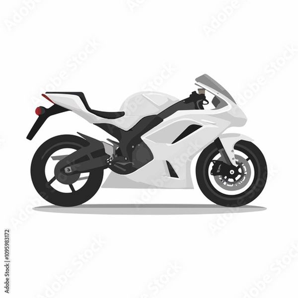Fototapeta Flat Motorcycle Vector Illustration with Shadow - Professional Quality Image for Graphic Design Projects