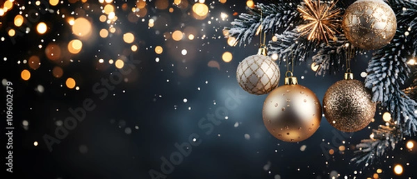 Obraz Christmas and new year with Elegant Ornaments Style  Perfect for Tags, Posters, and Banners with Space for Text