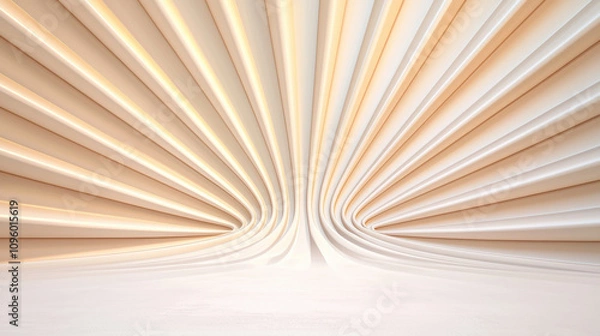Fototapeta Abstract background with white and beige colors, featuring smooth curves and soft lighting that create serene and modern atmosphere