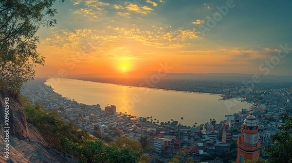 Fototapeta  Panoramic Photo of the View of Guayaquil from the Top of the City