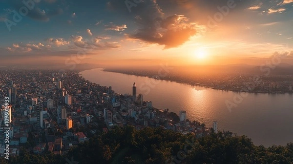 Fototapeta  Panoramic Photo of the View of Guayaquil from the Top of the City