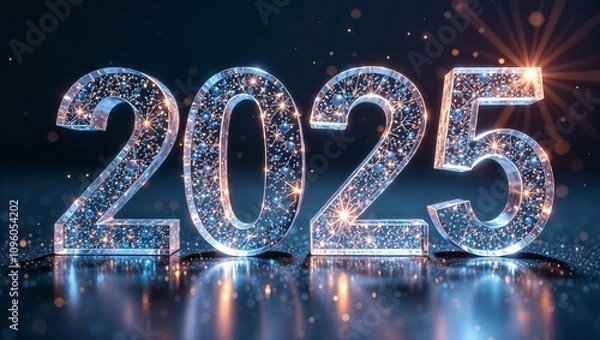 Obraz new year 2025 crystal shining numbers