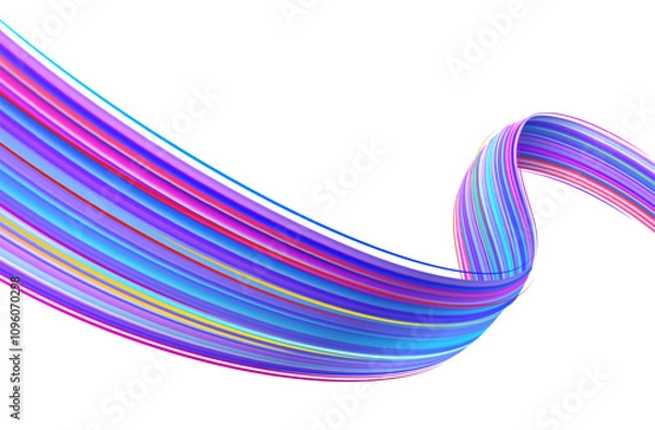 Fototapeta Colorful abstract dynamic wave on white background for technology style banners