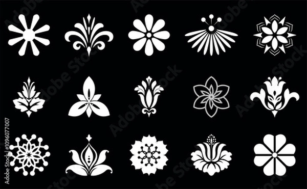 Fototapeta Flower icons set. Isolated elements for design. Vector graphics.