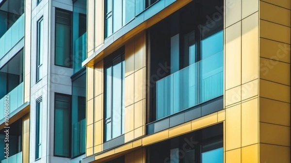 Fototapeta Modern Urban Apartment Building with Large Windows