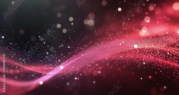 Fototapeta Abstract swirling lights with pink and red hues against a dark background