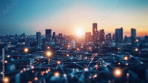 Obraz ネオン輝く未来都市の風景