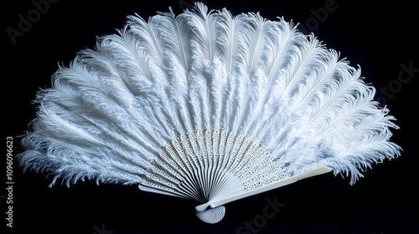 Obraz Elegant White Ostrich Feather Hand Fan