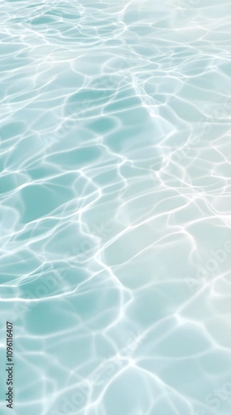 Fototapeta Ripples of calm turquoise water subtly gradate into soft creamy whites, creating a serene and peaceful atmosphere in minimalist style