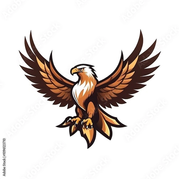 Fototapeta Eagle logo design, pheonix vector emblem, bird falcon