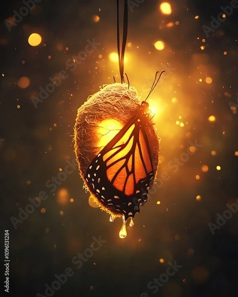 Fototapeta Emotional Intelligence and Personal Growth A butterfly emerging from its cocoon in light.