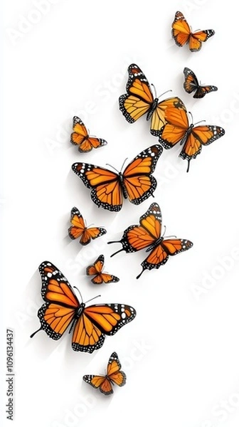 Fototapeta Colorful butterflies on a white background