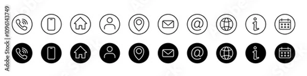 Fototapeta Contact icons set. Contact us icon collection. Business web icons. Vector icons