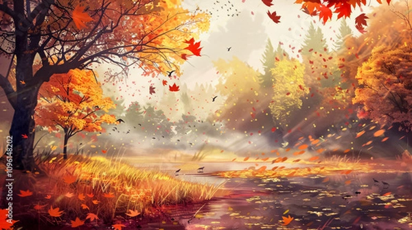 Fototapeta Autumn Background: A general autumn backdrop, highlighting the essence of the fall season.