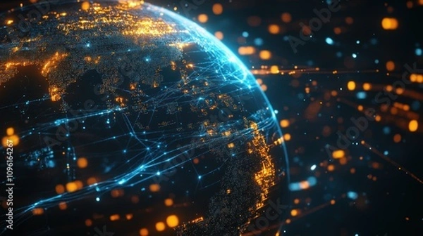 Fototapeta Digital Globe with Network Connections
