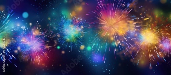 Fototapeta Colorful abstract background with circular blur effect of vibrant fireworks for celebration and festive occasions