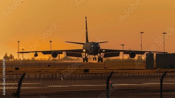 Obraz KC-135 Stratotanker Landing at Sunset