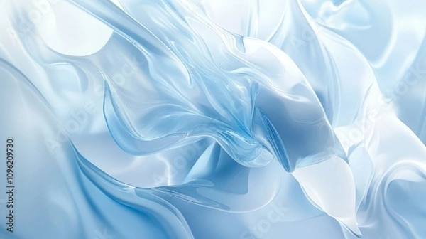 Fototapeta Computer technology, 3D rendering, blue abstract curved background.