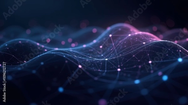 Fototapeta Abstract Wavy Network Connection Background