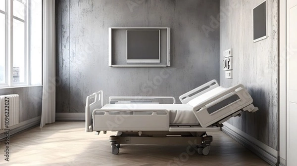 Fototapeta Hospital intensive care unit with medical staff monitoring critical patient, life support systems in action, and compassionate care in a high-stakes environment. 