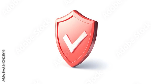 Fototapeta 
cartoon 3d Icon safety shield check mark perspective . . 3d vector illustration. white background