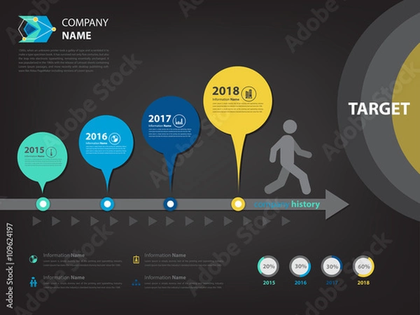 Fototapeta Milestone and timeline plan for achevive target