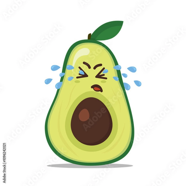 Obraz big green crying avocado on a white background