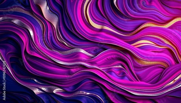 Fototapeta Mystical Indigo and Magenta Cosmic Tapestry, Versatile Digital Art Background for Wallpaper