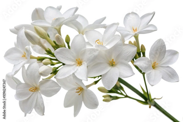 Fototapeta Set with four white flowers,Close-up of white flowers against white background