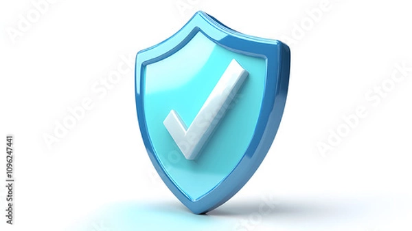 Obraz 
cartoon 3d Icon safety shield check mark perspective . . 3d vector illustration. white background