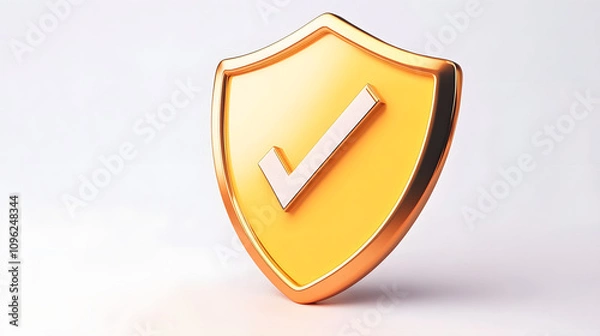 Obraz 
cartoon 3d Icon safety shield check mark perspective . . 3d vector illustration. white background