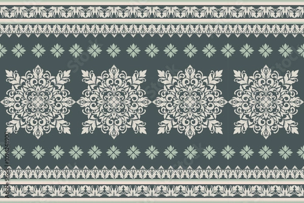Fototapeta abstract florals, aesthetics, background leaf, botanical design, botanical illustration, botanical print, classic patterns, colorful blooms, decorative flowers, evergreen leaves, exotic leaves, fabric
