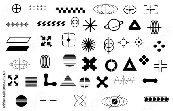 Fototapeta Futuristic streetwear cyberpunk shape element technology graphic vector Element 