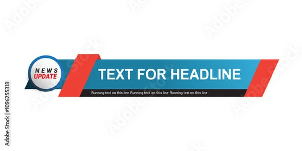 Fototapeta Blue Lower third template for TV banners, bars for live news and sport channels, streaming and broadcasting.