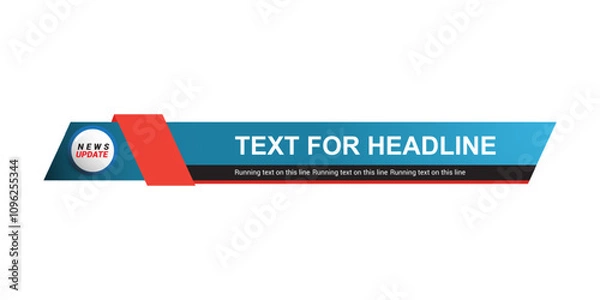 Fototapeta Blue Lower third template for TV banners, bars for live news and sport channels, streaming and broadcasting.
