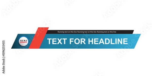 Fototapeta Blue Lower third template for TV banners, bars for live news and sport channels, streaming and broadcasting.