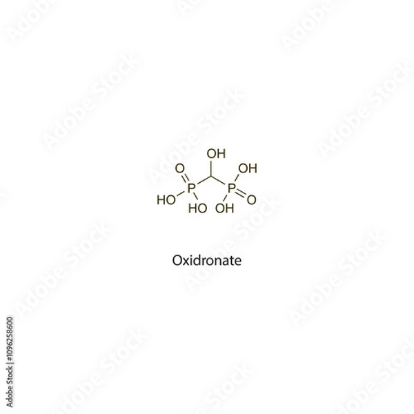 Fototapeta Oxidronate flat skeletal molecular structure Bisphosphonate drug used in osteoporosis treatment. Vector illustration scientific diagram.