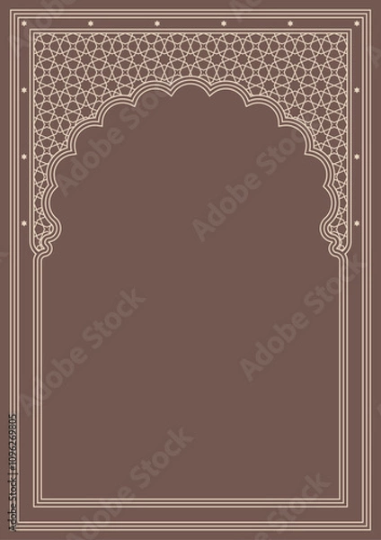 Fototapeta Rectangular frame .For Arabic invitation card. Geometric pattern
