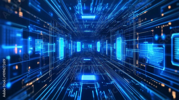 Fototapeta Futuristic Abstract Background: Neon Circuit Board Design for Technology-Themed Wallpaper