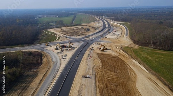 Obraz Aerial View of Major Highway Construction Project
