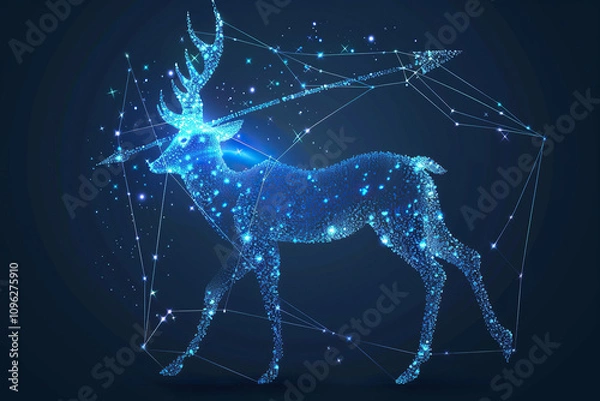 Fototapeta Astrological composition with Sagittarius zodiac sign symbol